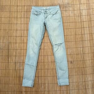 3 FOR $15 DEAL / Levi's 524 Skinny Jeans W25 L32 Light Wash Women Denim w Stains